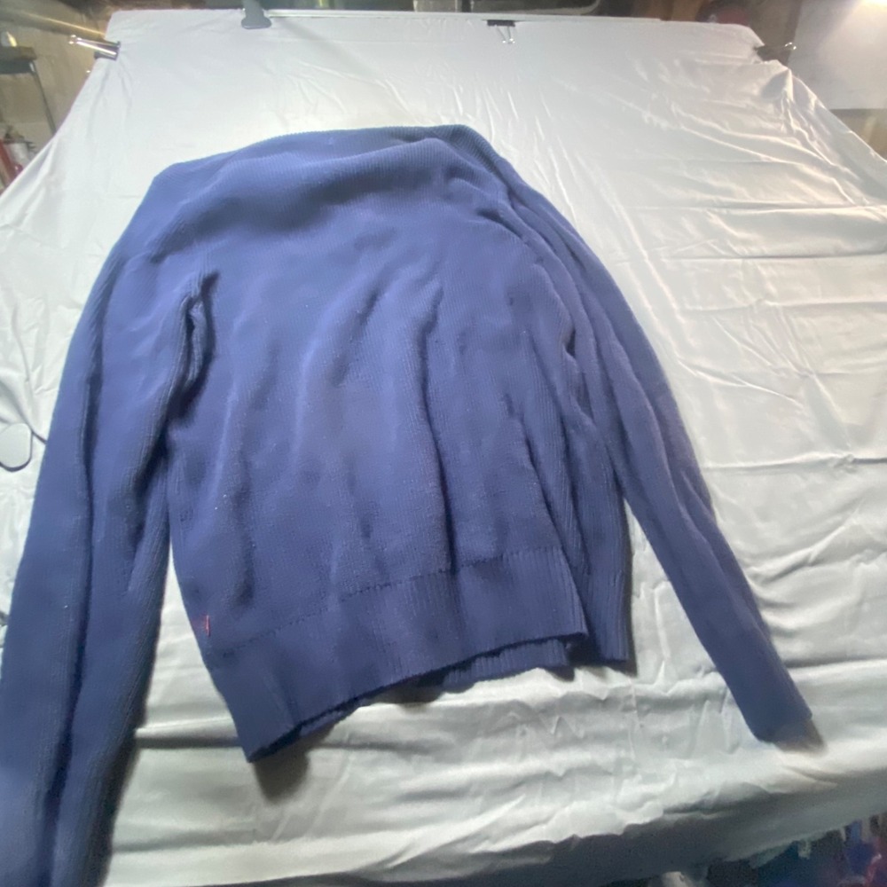 Izod Men's Blue Rib Knit Quarter Zip Sweater Size Large Cotton Blend Pullover - Picture 5 of 5